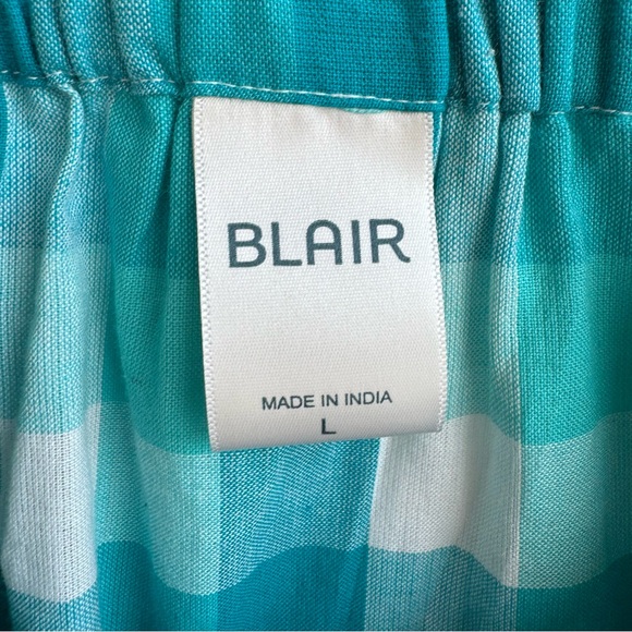 Blair Teal Gingham 100% Cotton Apron Sundress Size L - Picture 3 of 6